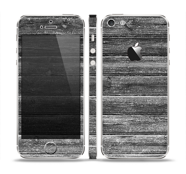 The Black Planks of Wood Skin Set for the Apple iPhone 5