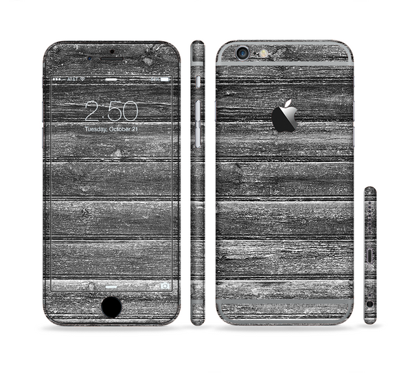 The Black Planks of Wood Sectioned Skin Series for the Apple iPhone 6 Plus