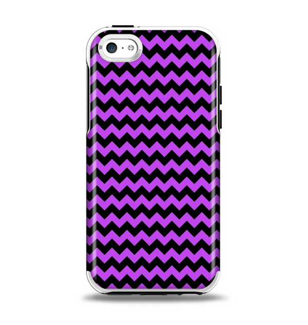 The Black & Purple Chevron Pattern Apple iPhone 5c Otterbox Symmetry Case Skin Set