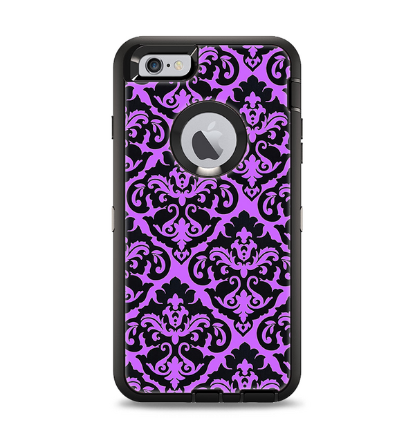 The Black & Purple Delicate Pattern Apple iPhone 6 Plus Otterbox Defender Case Skin Set