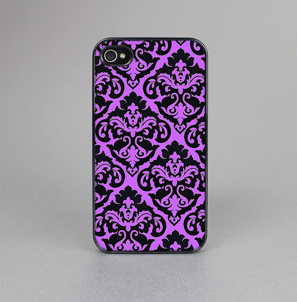 The Black & Purple Delicate Pattern Skin-Sert Case for the Apple iPhone 4-4s