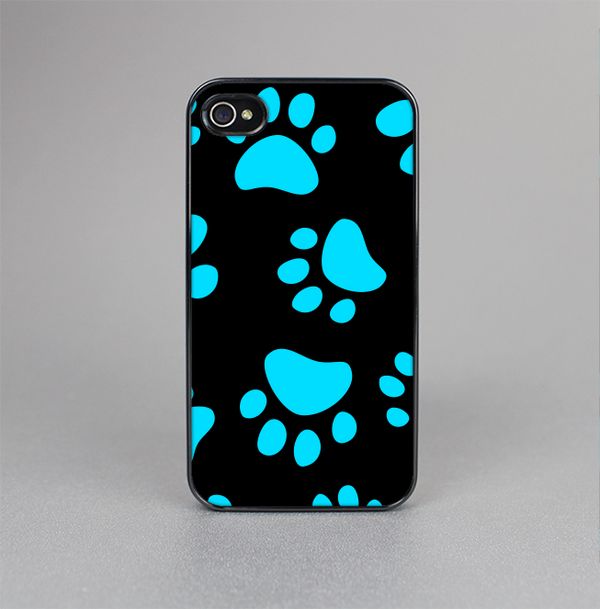 The Black & Turquoise Paw Print Skin-Sert Case for the Apple iPhone 4-4s