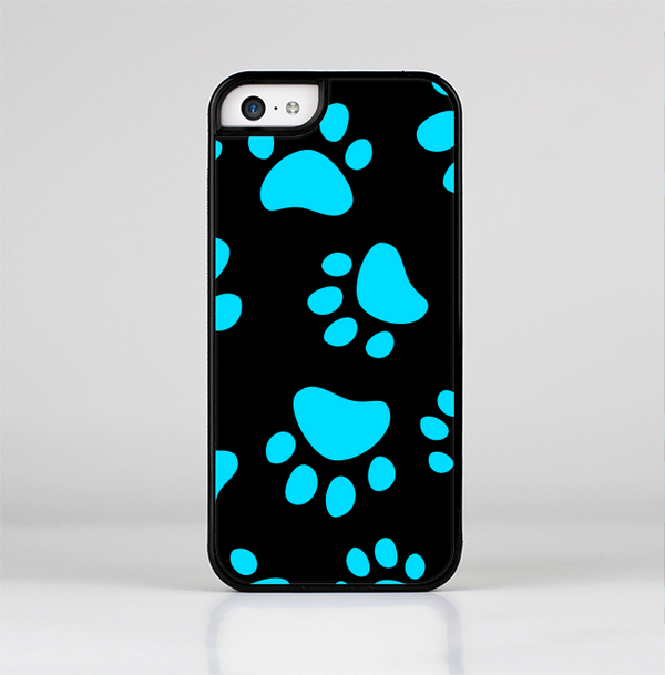 The Black & Turquoise Paw Print Skin-Sert Case for the Apple iPhone 5c