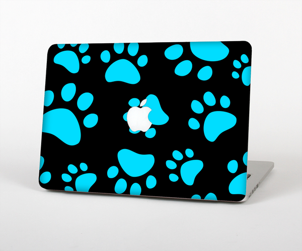 The Black & Turquoise Paw Print Skin Set for the Apple MacBook Pro 13" with Retina Display