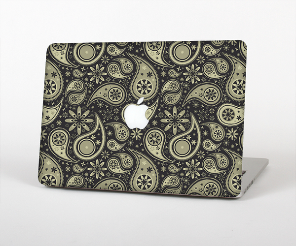 The Black & Vintage Green Paisley Skin Set for the Apple MacBook Pro 13" with Retina Display