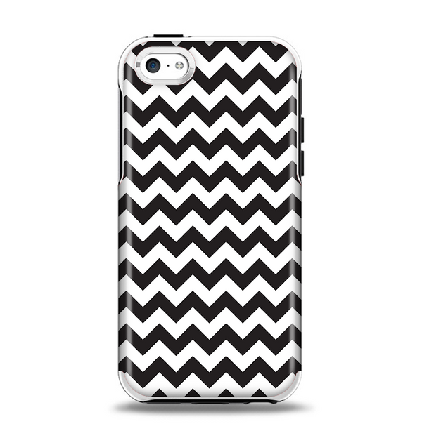 The Black & White Chevron Pattern Apple iPhone 5c Otterbox Symmetry Case Skin Set