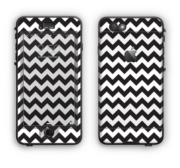 The Black & White Chevron Pattern Apple iPhone 6 Plus LifeProof Nuud Case Skin Set