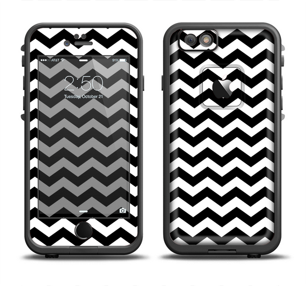 The Black & White Chevron Pattern V2 Apple iPhone 6/6s Plus LifeProof Fre Case Skin Set