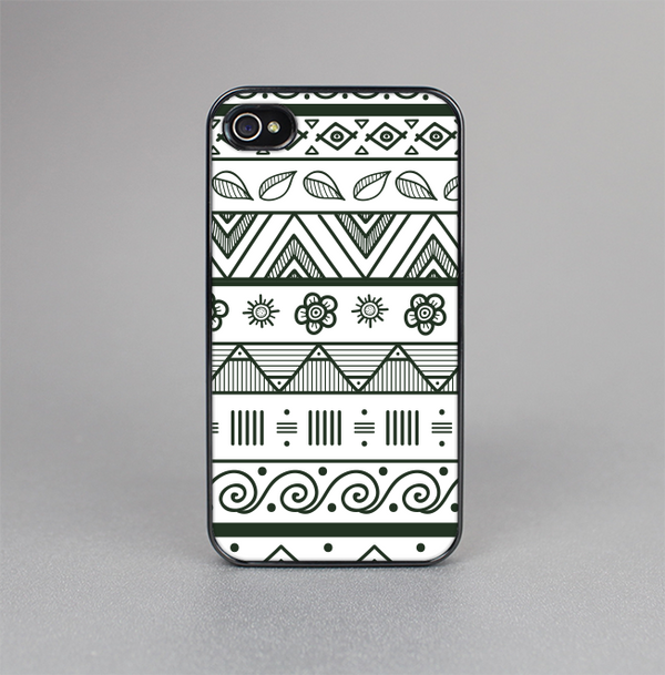 The Black & White Floral Aztec Pattern Skin-Sert Case for the Apple iPhone 4-4s