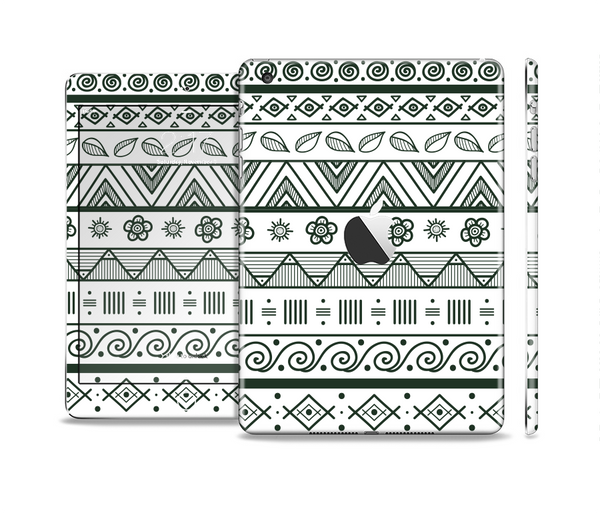 The Black & White Floral Aztec Pattern Full Body Skin Set for the Apple iPad Mini 2