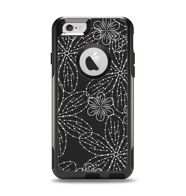 The Black & White Floral Lace Apple iPhone 6 Otterbox Commuter Case Skin Set