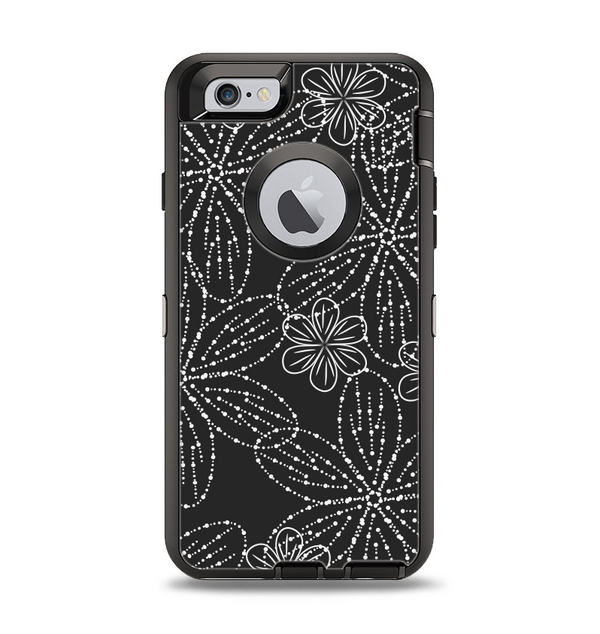 The Black & White Floral Lace Apple iPhone 6 Otterbox Defender Case Skin Set