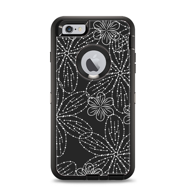 The Black & White Floral Lace Apple iPhone 6 Plus Otterbox Defender Case Skin Set