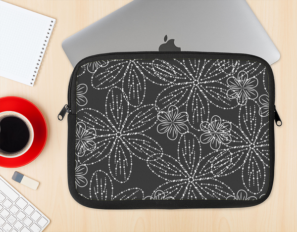 The Black & White Floral Lace Ink-Fuzed NeoPrene MacBook Laptop Sleeve