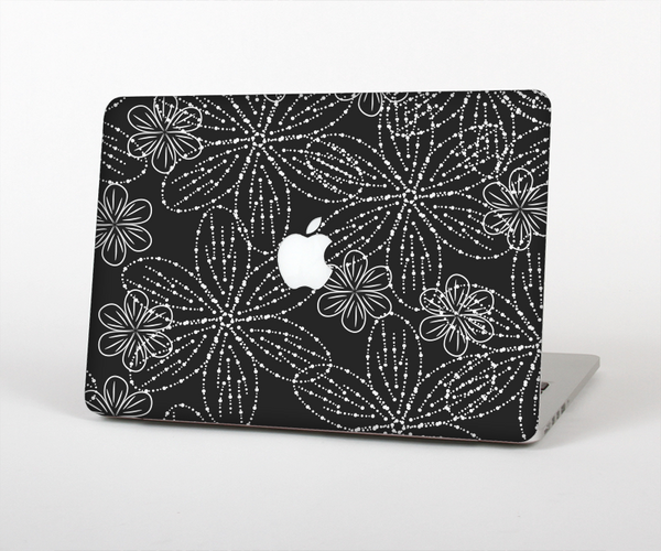 The Black & White Floral Lace Skin Set for the Apple MacBook Pro 13" with Retina Display