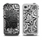 The Black & White Mirrored Floral Pattern V2 Apple iPhone 4-4s LifeProof Fre Case Skin Set