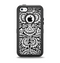 The Black & White Mirrored Floral Pattern V2 Apple iPhone 5c Otterbox Defender Case Skin Set
