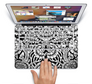 The Black & White Mirrored Floral Pattern V2 Skin Set for the Apple MacBook Air 11"