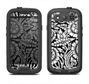 The Black & White Mirrored Floral Pattern V2 Samsung Galaxy S4 LifeProof Nuud Case Skin Set
