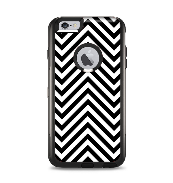 The Black & White Sharp Chevron Pattern Apple iPhone 6 Plus Otterbox Commuter Case Skin Set