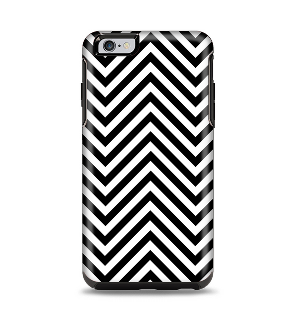 The Black & White Sharp Chevron Pattern Apple iPhone 6 Plus Otterbox Symmetry Case Skin Set
