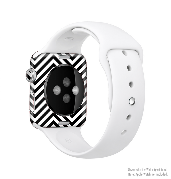 The Black & White Sharp Chevron Pattern Full-Body Skin Kit for the Apple Watch
