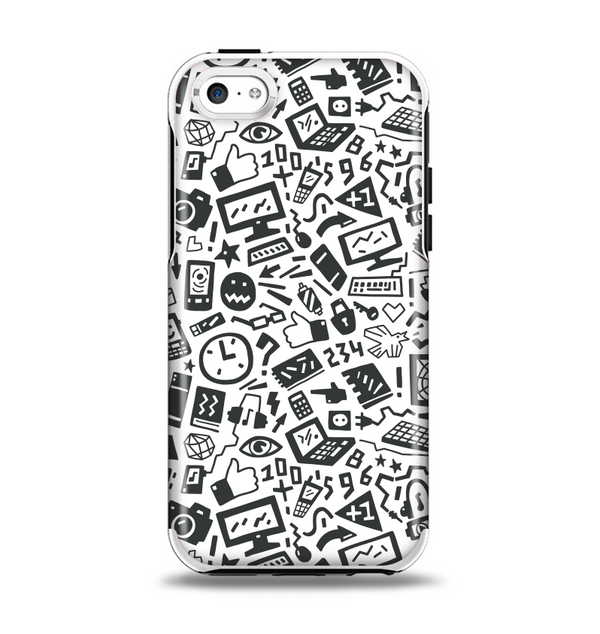The Black & White Technology Icon Apple iPhone 5c Otterbox Symmetry Case Skin Set