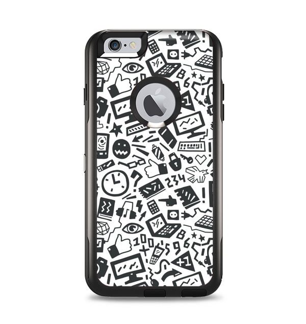 The Black & White Technology Icon Apple iPhone 6 Plus Otterbox Commuter Case Skin Set