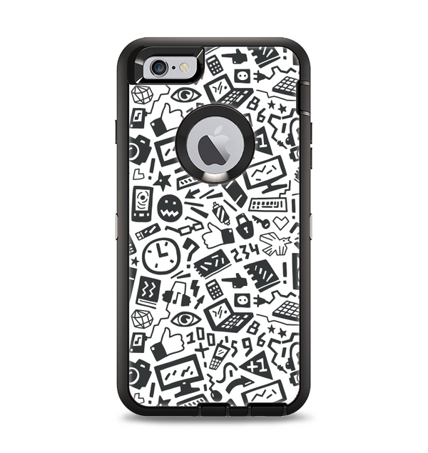 The Black & White Technology Icon Apple iPhone 6 Plus Otterbox Defender Case Skin Set
