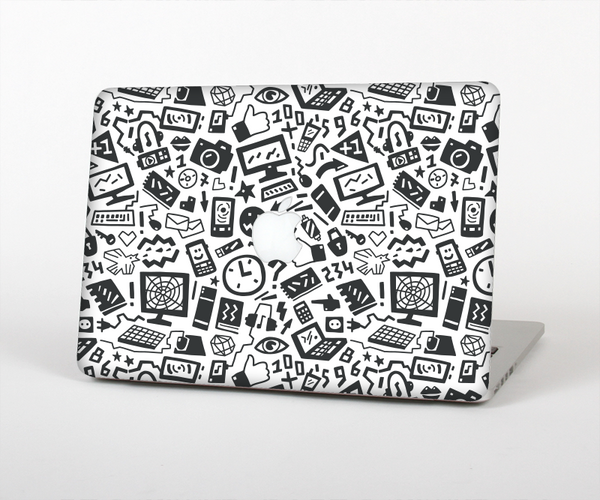The Black & White Technology Icon Skin Set for the Apple MacBook Pro 13" with Retina Display