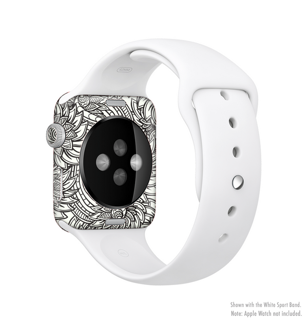 The Black & White Vector Floral Connect Full-Body Skin Kit for the Apple Watch