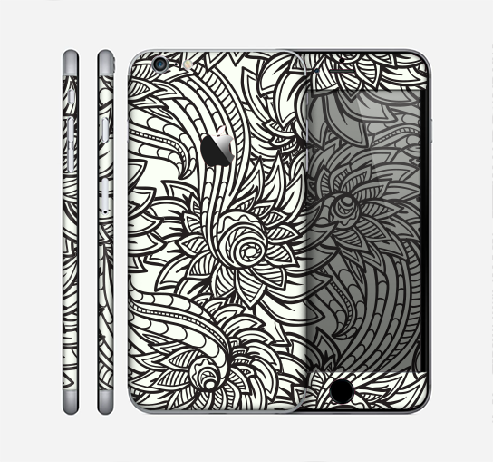 The Black & White Vector Floral Connect Skin for the Apple iPhone 6 Plus