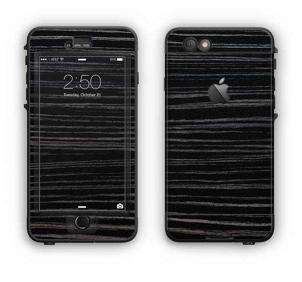 The Black Wood Texture Apple iPhone 6 LifeProof Nuud Case Skin Set