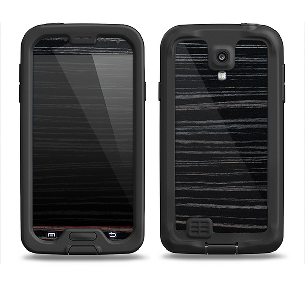 The Black Wood Texture Samsung Galaxy S4 LifeProof Nuud Case Skin Set