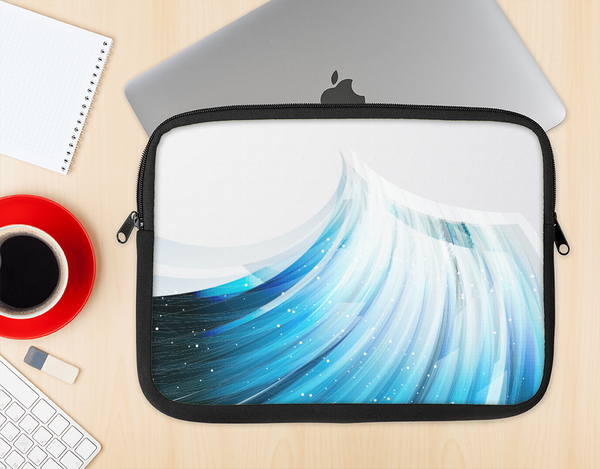 The Black and Blue Highlighted HD Wave Ink-Fuzed NeoPrene MacBook Laptop Sleeve