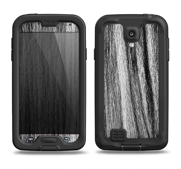 The Black and Grey Frizzy Texture Samsung Galaxy S4 LifeProof Nuud Case Skin Set