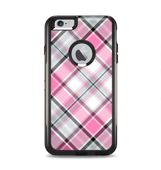 The Black and Pink Layered Plaid V5 Apple iPhone 6 Plus Otterbox Commuter Case Skin Set
