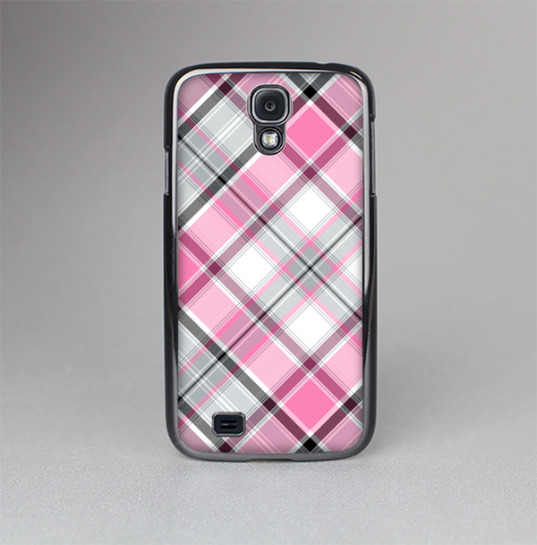 The Black and Pink Layered Plaid V5 Skin-Sert Case for the Samsung Galaxy S4
