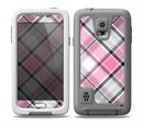 The Black and Pink Layered Plaid V5 Skin for the Samsung Galaxy S5 frē LifeProof Case