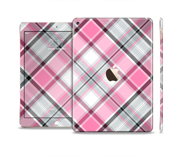 The Black and Pink Layered Plaid V5 Skin Set for the Apple iPad Air 2