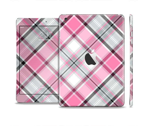 The Black and Pink Layered Plaid V5 Full Body Skin Set for the Apple iPad Mini 2