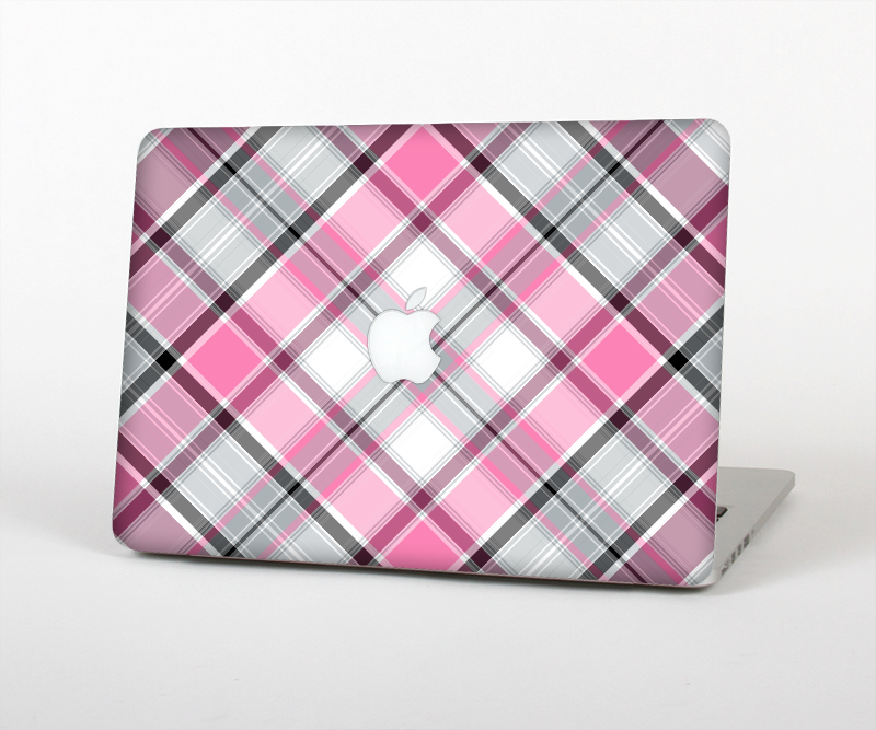 The Black and Pink Layered Plaid V5 Skin Set for the Apple MacBook Air 11"