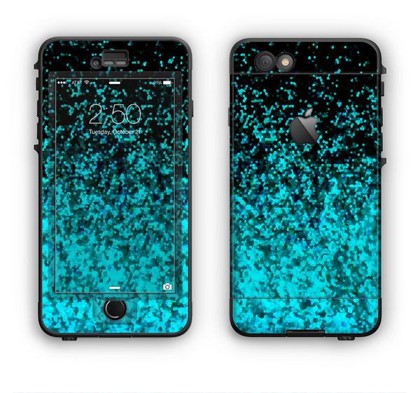 The Black and Turquoise Unfocused Sparkle Print Apple iPhone 6 LifeProof Nuud Case Skin Set