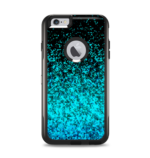 The Black and Turquoise Unfocused Sparkle Print Apple iPhone 6 Plus Otterbox Commuter Case Skin Set
