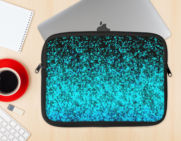 The Black and Turquoise Unfocused Sparkle Print Ink-Fuzed NeoPrene MacBook Laptop Sleeve