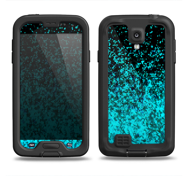 The Black and Turquoise Unfocused Sparkle Print Samsung Galaxy S4 LifeProof Nuud Case Skin Set