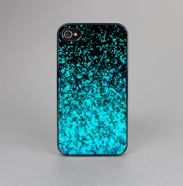 The Black and Turquoise Unfocused Sparkle Print Skin-Sert Case for the Apple iPhone 4-4s