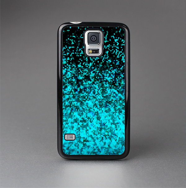 The Black and Turquoise Unfocused Sparkle Print Skin-Sert Case for the Samsung Galaxy S5