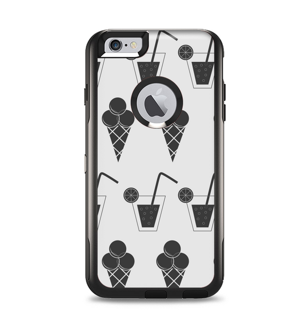 The Black and White Icecream and Drink Pattern Apple iPhone 6 Plus Otterbox Commuter Case Skin Set