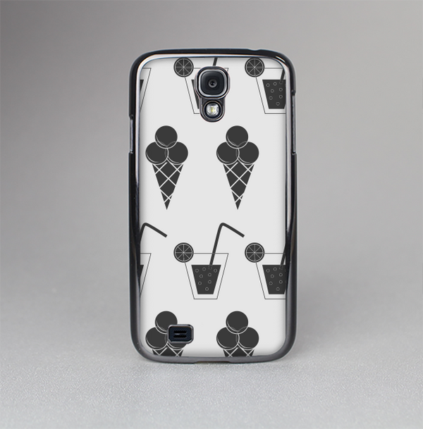 The Black and White Icecream and Drink Pattern Skin-Sert Case for the Samsung Galaxy S4